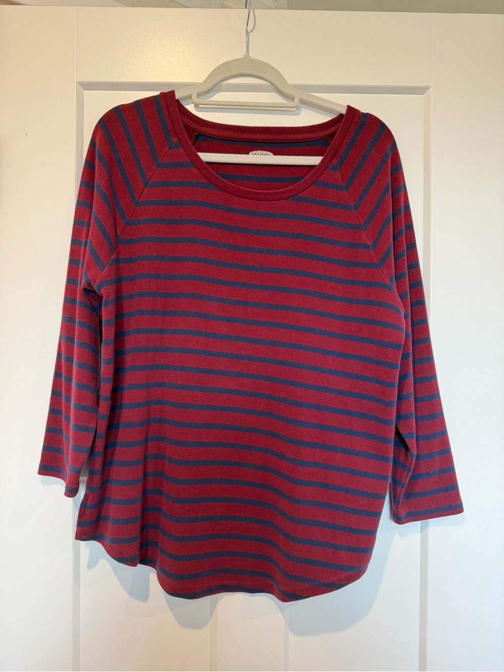 Old Navy Red and Navy Striped Long Sleeve Tee